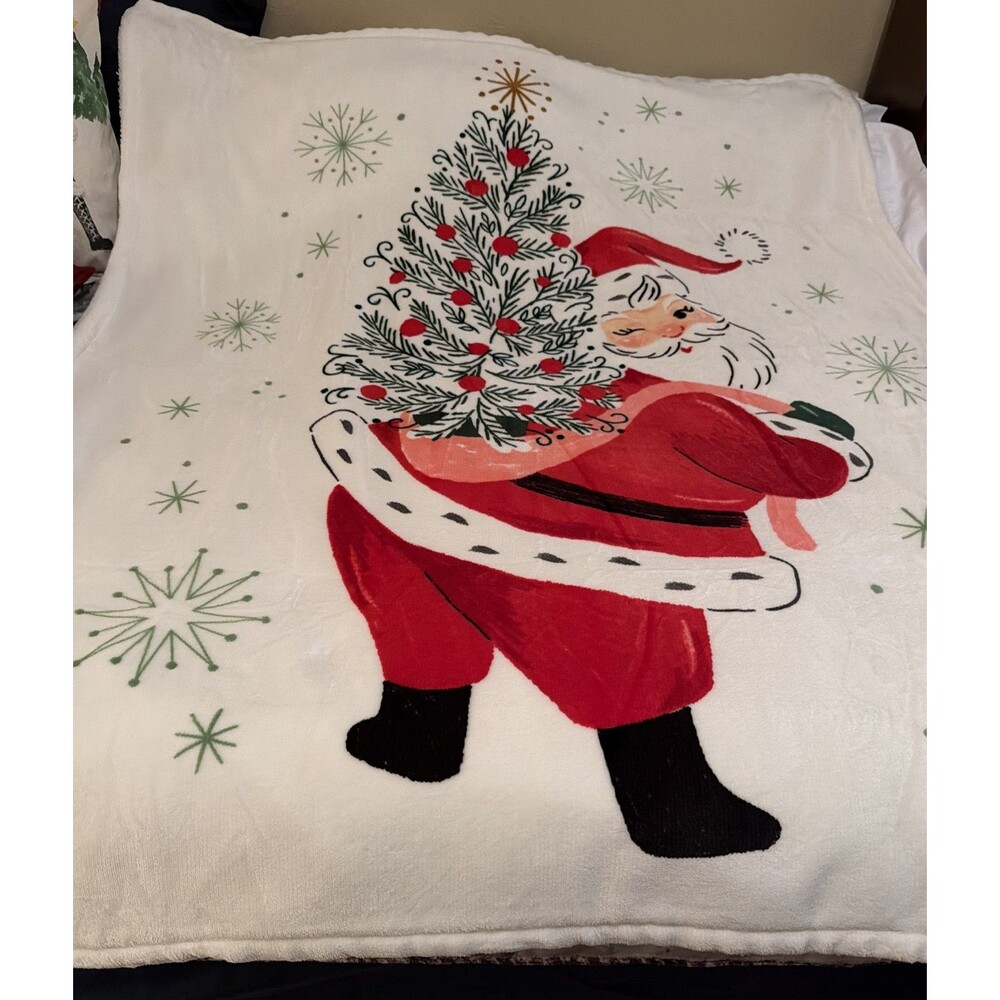 2025 Hallmark VIP Exclusive Christmas Nostalgic Santa Soft Throw Blanket.  VGUC!